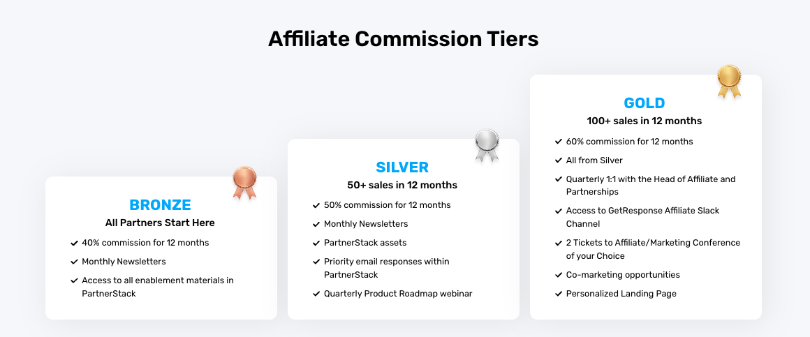 GetResponse Affiliate Program Commission Tiers